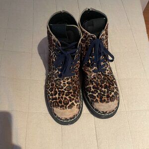 Golden Goose Ponyhair Animal Print Combat Boots